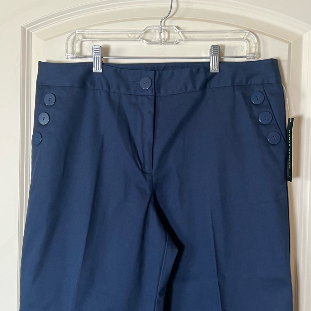 NWT Harve Benard Navy Blue Capri Pants Size 14 Cropped Stretch Slacks Capris - Picture 2 of 11